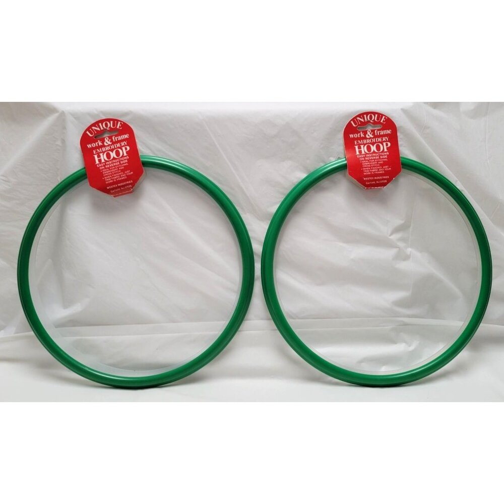 Lot of 2 Westex 10" Round Green Embroidery Plastic Hoops Stitching Cross Stitch